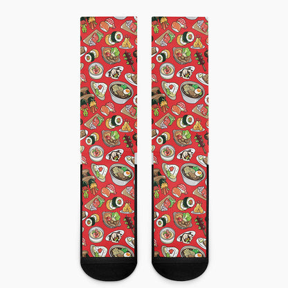Japanese Food Pattern Print Crew Socks