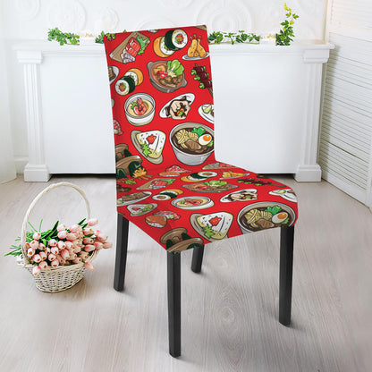 Japanese Food Pattern Print Dining Chair Slipcover