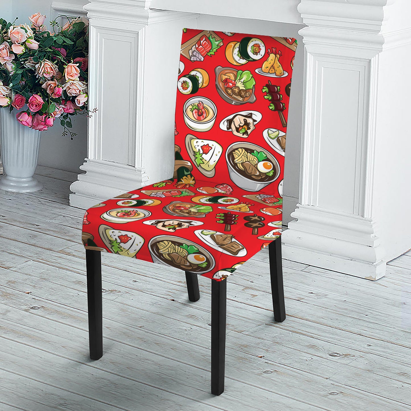 Japanese Food Pattern Print Dining Chair Slipcover
