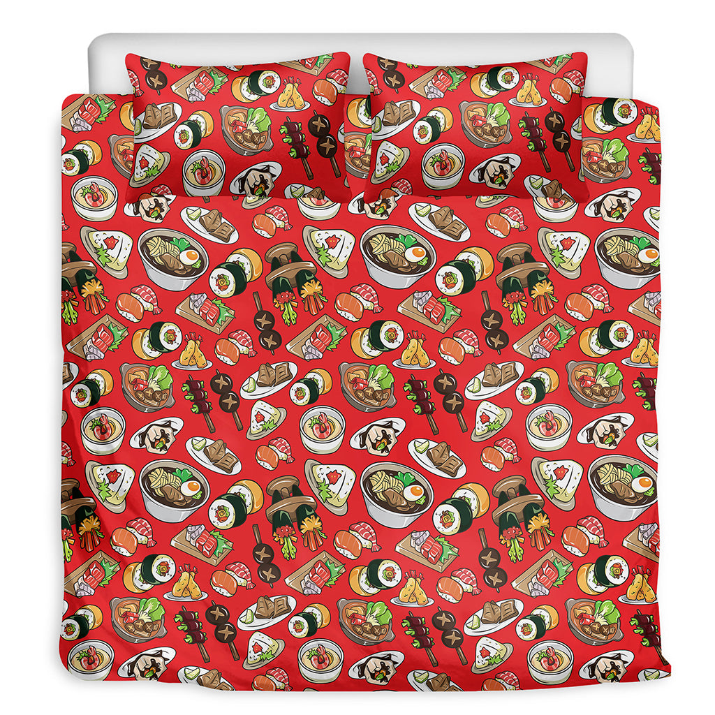 Japanese Food Pattern Print Duvet Cover Bedding Set