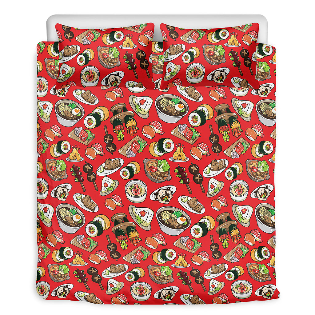 Japanese Food Pattern Print Duvet Cover Bedding Set