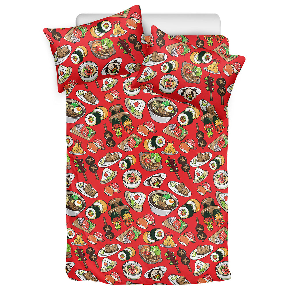Japanese Food Pattern Print Duvet Cover Bedding Set