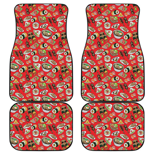 Japanese Food Pattern Print Front and Back Car Floor Mats