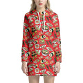 Japanese Food Pattern Print Pullover Hoodie Dress