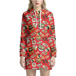 Japanese Food Pattern Print Hoodie Dress