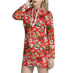 Japanese Food Pattern Print Hoodie Dress