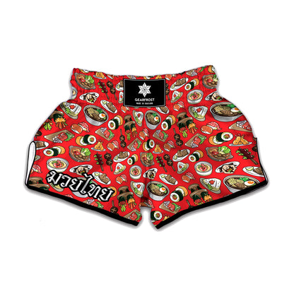 Japanese Food Pattern Print Muay Thai Boxing Shorts