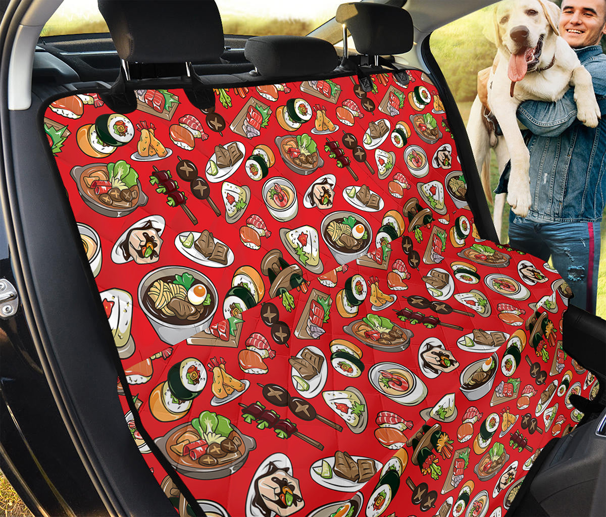 Japanese Food Pattern Print Pet Car Back Seat Cover