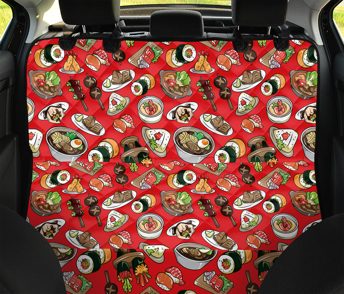 Japanese Food Pattern Print Pet Car Back Seat Cover