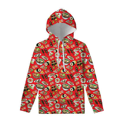 Japanese Food Pattern Print Pullover Hoodie