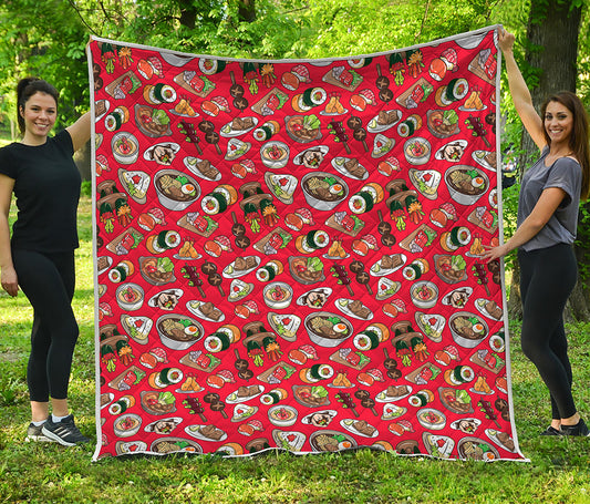 Japanese Food Pattern Print Quilt