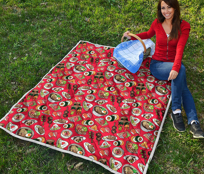 Japanese Food Pattern Print Quilt