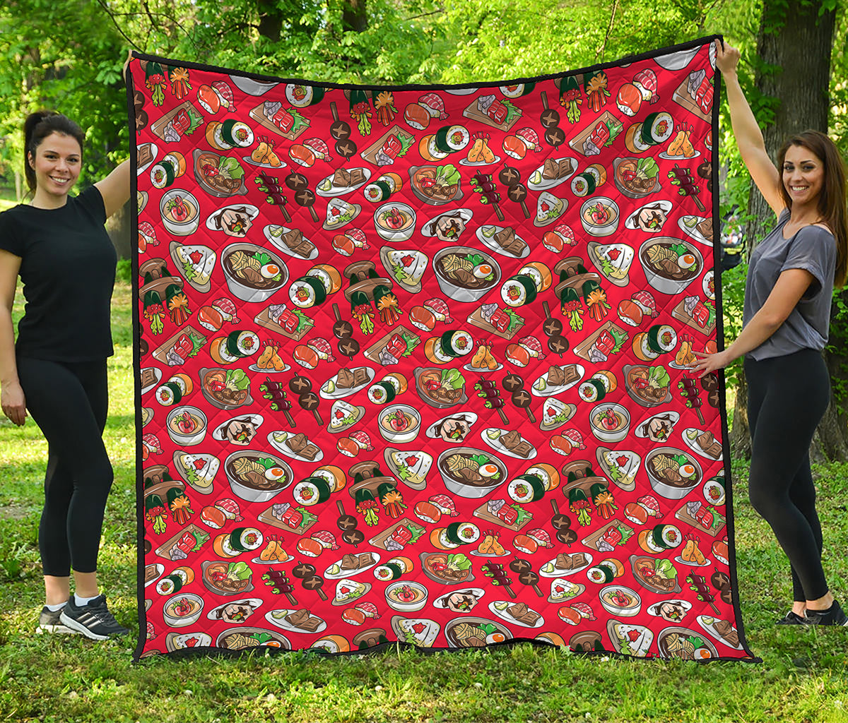Japanese Food Pattern Print Quilt
