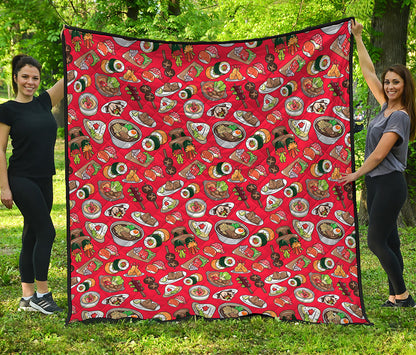 Japanese Food Pattern Print Quilt