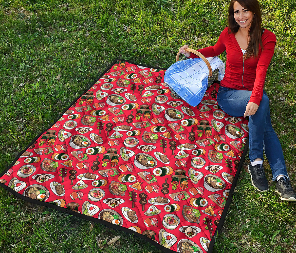 Japanese Food Pattern Print Quilt