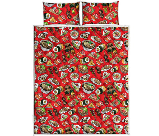 Japanese Food Pattern Print Quilt Bed Set