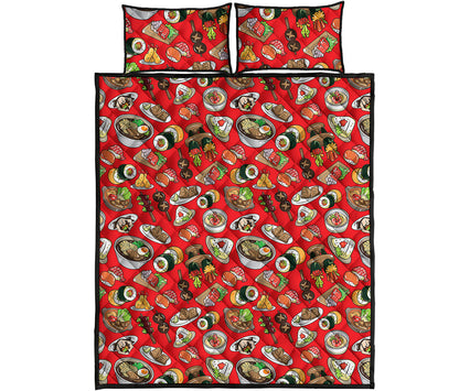 Japanese Food Pattern Print Quilt Bed Set