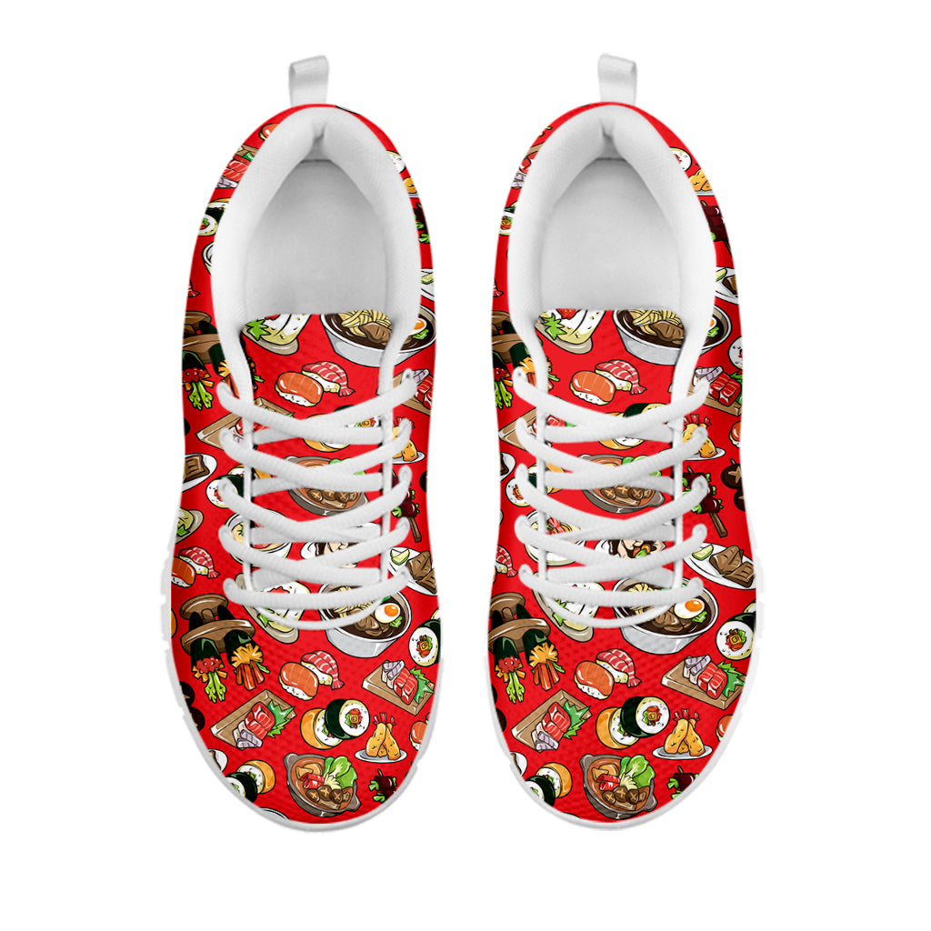 Japanese Food Pattern Print White Sneakers
