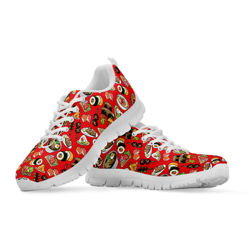 Japanese Food Pattern Print White Sneakers