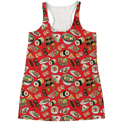 Japanese Food Pattern Print Women's Racerback Tank Top