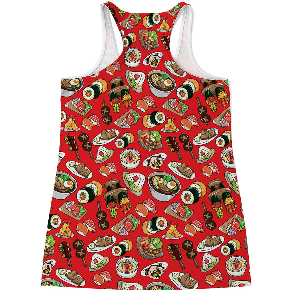 Japanese Food Pattern Print Women's Racerback Tank Top