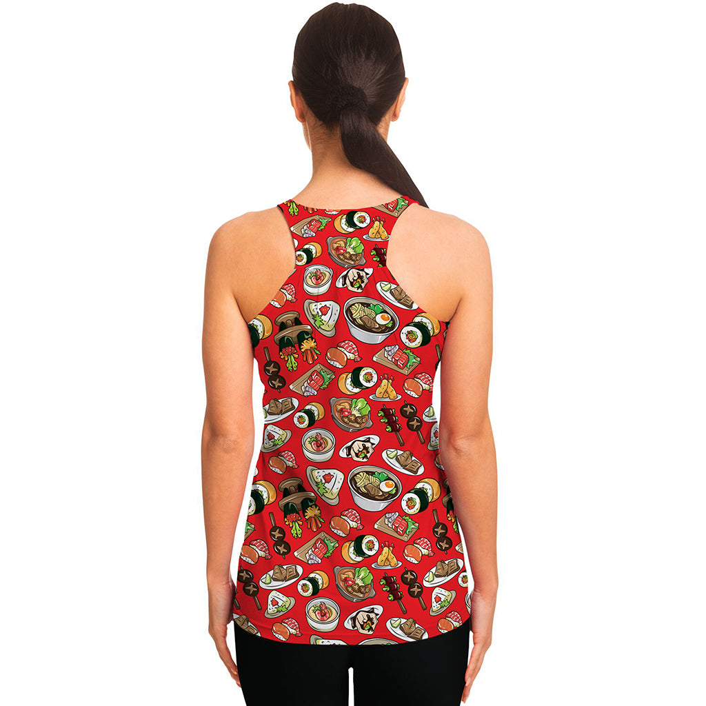 Japanese Food Pattern Print Women's Racerback Tank Top