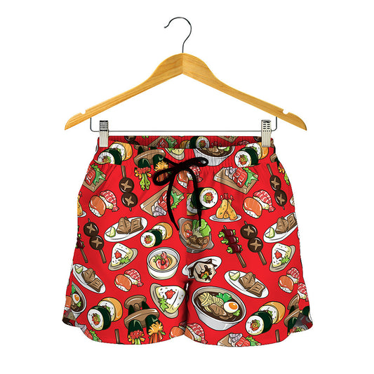 Japanese Food Pattern Print Women's Shorts