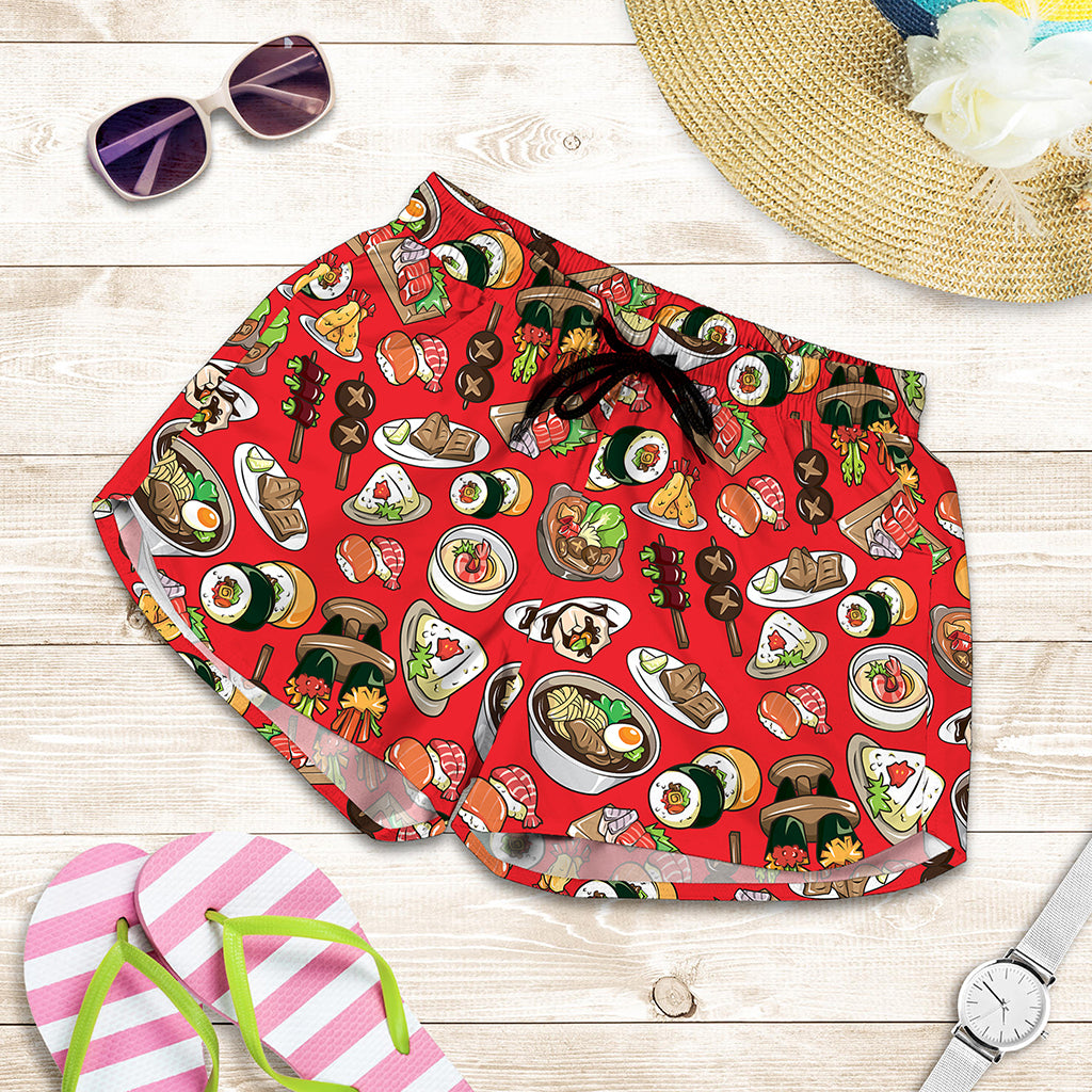 Japanese Food Pattern Print Women's Shorts