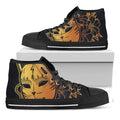 Japanese Fox Mask Print Black High Top Sneakers