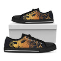 Japanese Fox Mask Print Black Low Top Sneakers