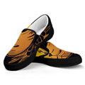 Japanese Fox Mask Print Black Slip On Sneakers