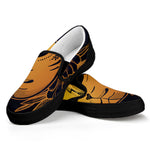 Japanese Fox Mask Print Black Slip On Shoes