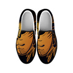 Japanese Fox Mask Print Black Slip On Shoes
