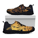 Japanese Fox Mask Print Black Sneakers