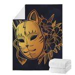 Japanese Fox Mask Print Blanket