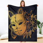 Japanese Fox Mask Print Blanket