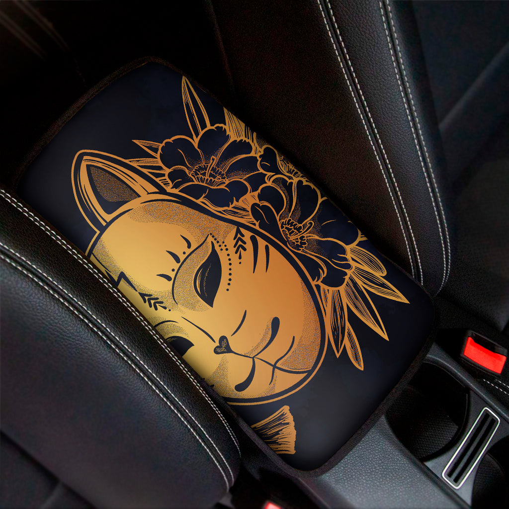 Japanese Fox Mask Print Car Center Console Cover