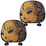 Japanese Fox Mask Print Car Headrest Covers
