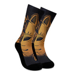 Japanese Fox Mask Print Crew Socks