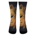 Japanese Fox Mask Print Crew Socks