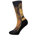 Japanese Fox Mask Print Crew Socks