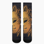 Japanese Fox Mask Print Crew Socks