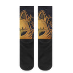 Japanese Fox Mask Print Crew Socks