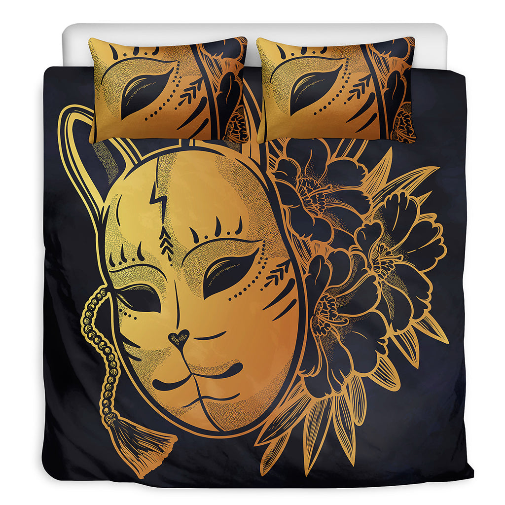 Japanese Fox Mask Print Duvet Cover Bedding Set