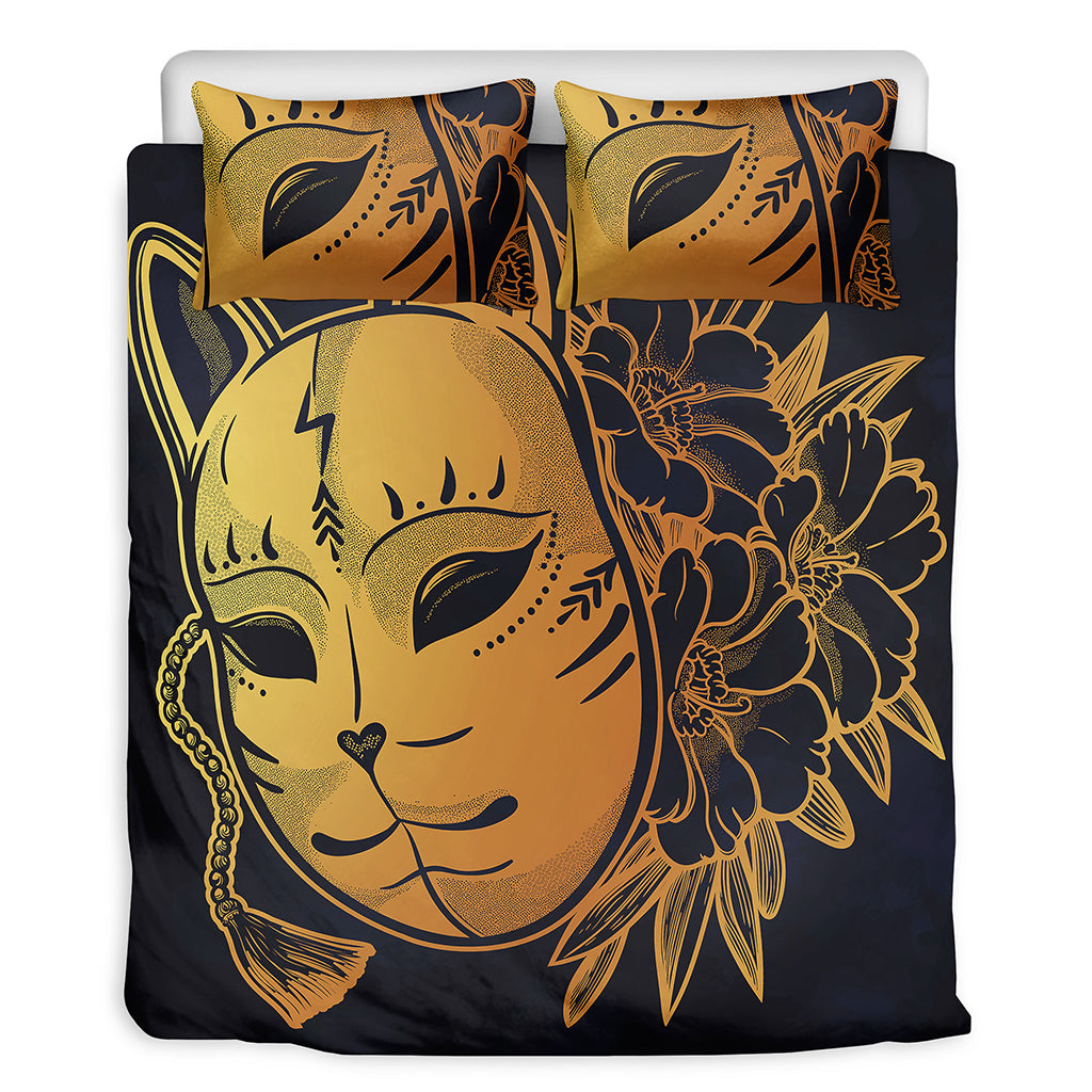 Japanese Fox Mask Print Duvet Cover Bedding Set
