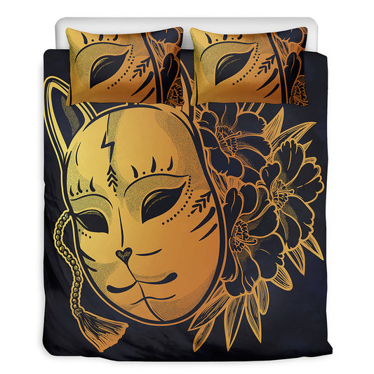 Japanese Fox Mask Print Duvet Cover Bedding Set