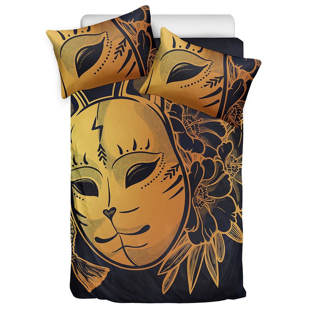 Japanese Fox Mask Print Duvet Cover Bedding Set