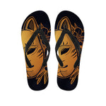 Japanese Fox Mask Print Flip Flops