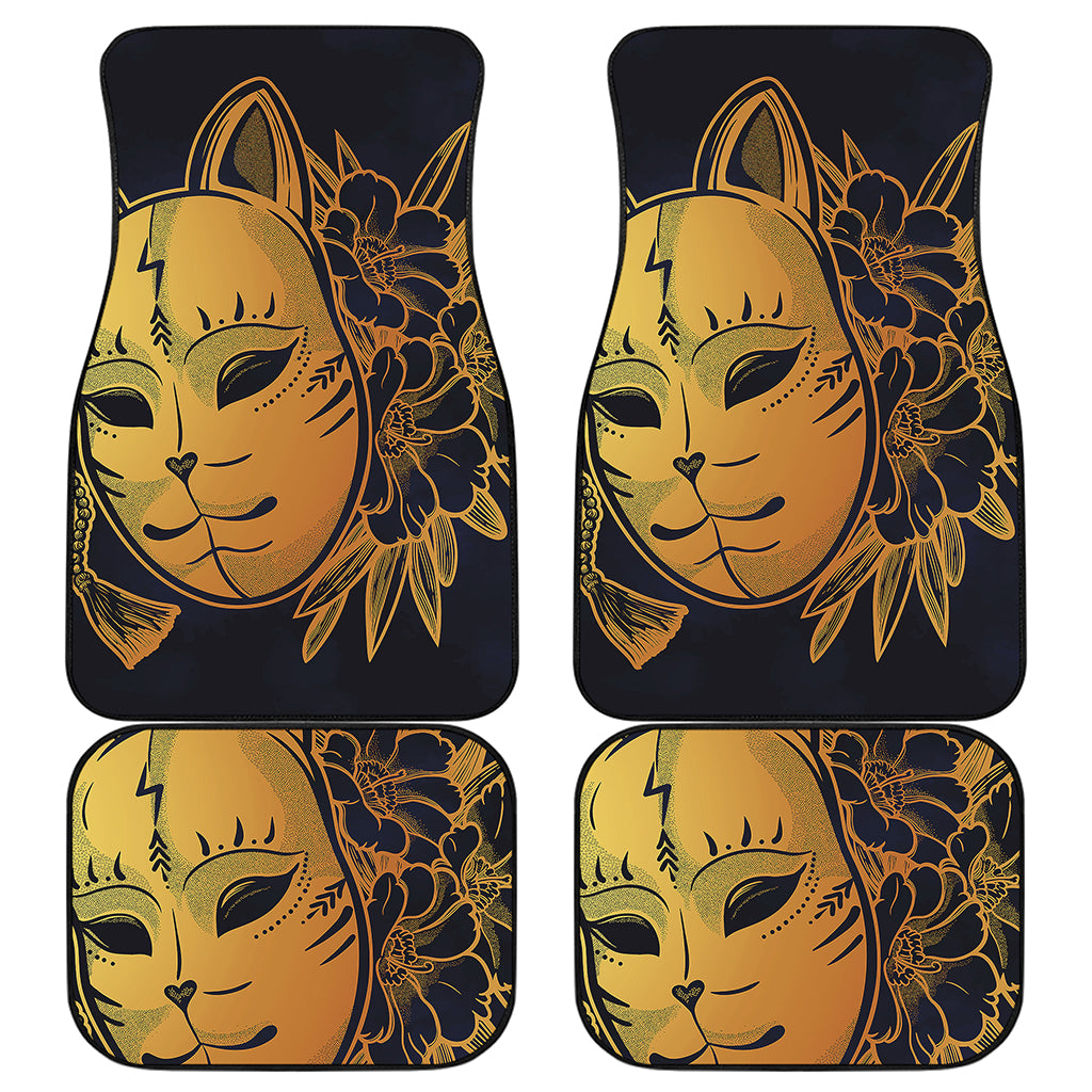 Japanese Fox Mask Print Front and Back Car Floor Mats