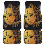 Japanese Fox Mask Print Front and Back Car Floor Mats